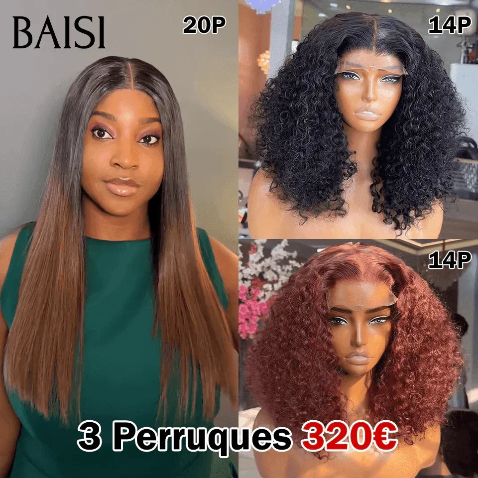 BAISI Lot de 3 perruques 4X4 lace 18pouces 319 euro ou 3 perruques 4X4 curly wave et 2X6 lisse 320 euro en 100% vrais cheveux humains