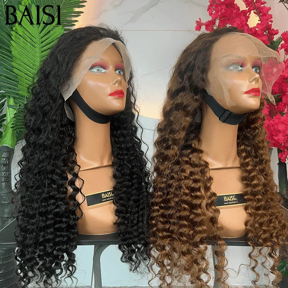BAISI 2  Perruques 400€ 24 pouce 13X4 lace deep wave en Couleurs NOIR ou 4T30# en 100% Cheveux Humains FR38