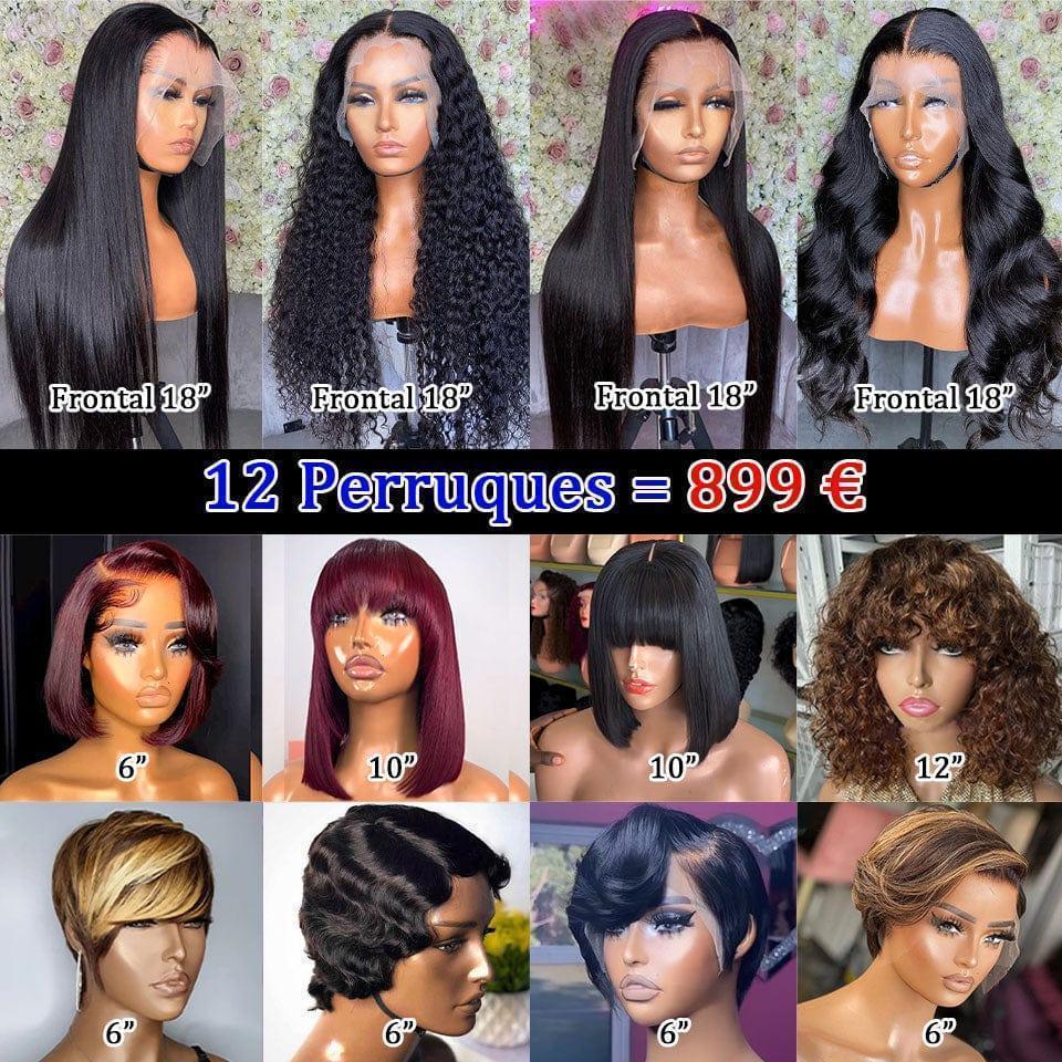 BAISI Lot De 12 Perruques Abordable 899 Euro En 100% Cheveux Humains BS120