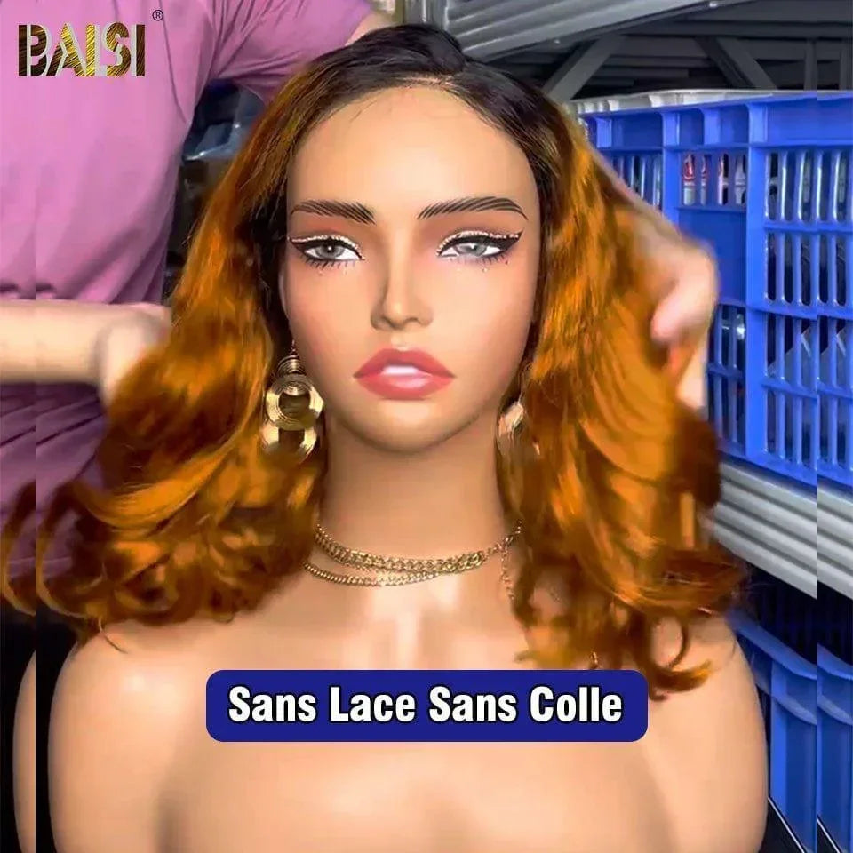 BAISI Achetez 2 perruques minimum au prix d'usine fournisseur Perruque san colle 5X5 Carrée Naturelle wave En Couleur 1BT350# En 100% Vrais Cheveux Humains (Pas Besoins De Code)