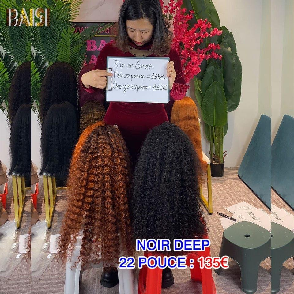BAISI Achetez 2 perruques minimum au prix d'usine fournisseur 13x4 Lace Frontal Perruque egg wave 12 Pouces Deep Wave en Noir plus Orange Mixte en 100% Cheveux Humains