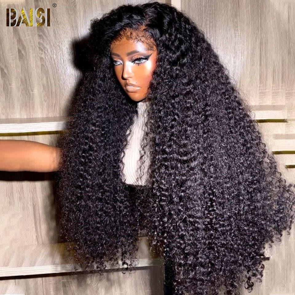 BAISI Bouclé Water wave 13x4 Densité 250% avec frontale Perruque de luxe haute de gamme plus de 10 ans d' utilisation