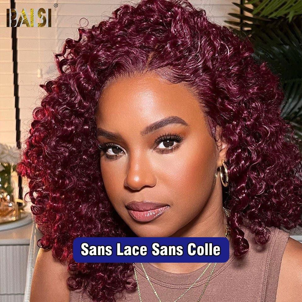 Peluca Bob de onda profunda BAISI 13X4 en Borgoña 99J pre-arrancada No se necesita pegamento en encaje de cabello 100% crudo ya cortado