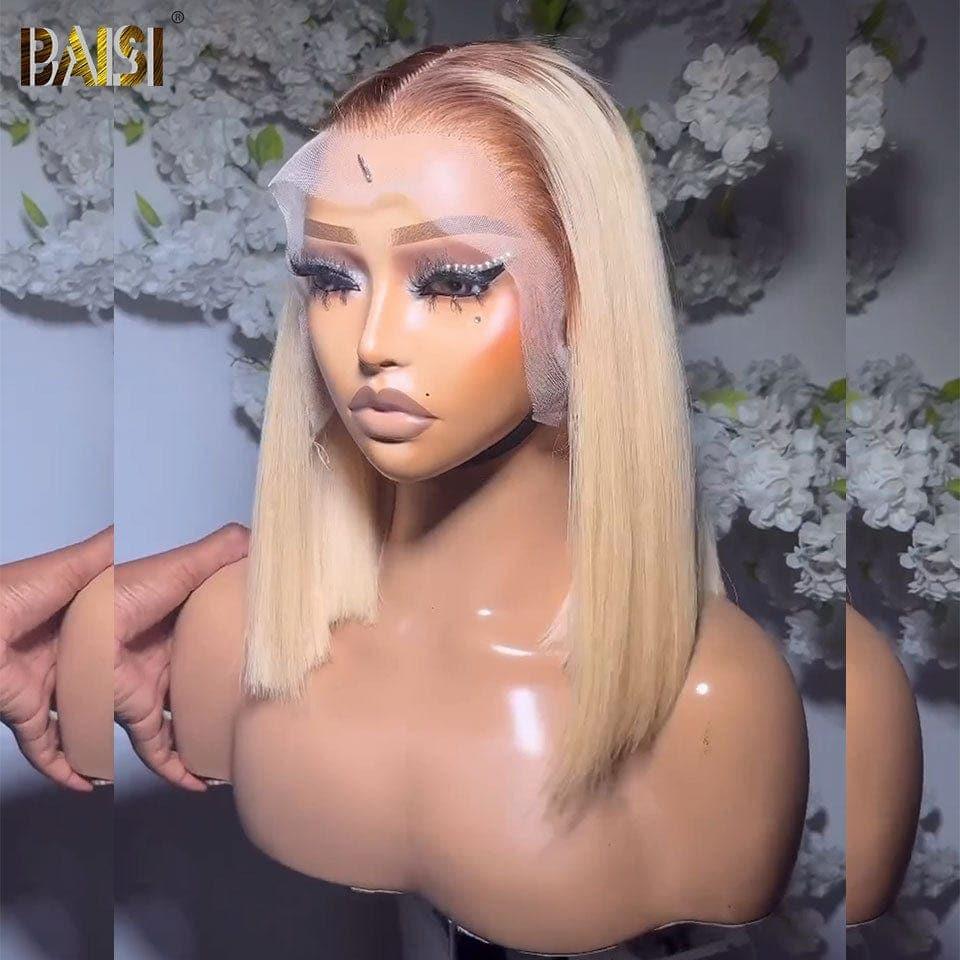 BAISI 13X4 peruca frontal reta bob na cor #4 #613 em 100% cabelo humano real B