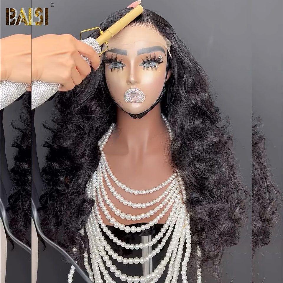 BAISI 13X6 lace frontal Perruque Body Wave 16 Pouces 119€ ou Lisse 20 Pouces 175€ en Couleur noir En 100% Vrais Cheveux Humais  Code : BS120