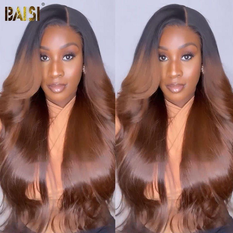 BAISI Achetez 2 perruques minimum au prix d'usine fournisseur  13x4 Frontal Perruque Body Wave 20 pouce 159€ en Marron #1B4 Pré-plucked Pas Besoin de Colle en 100% Raw Hair