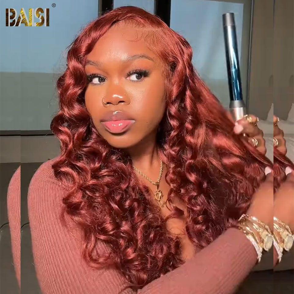 BAISI 13X4 Frontal Natural Wave Wig in Color 33# 250% Density In 100% Human Hair
