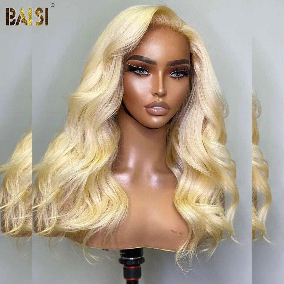 BAISI 13x4 Frontal Perruque Body Wave En Blonde #613 Pré-plucked Pas Besoin de Colle en 100% Raw Hair Lace déjà couper