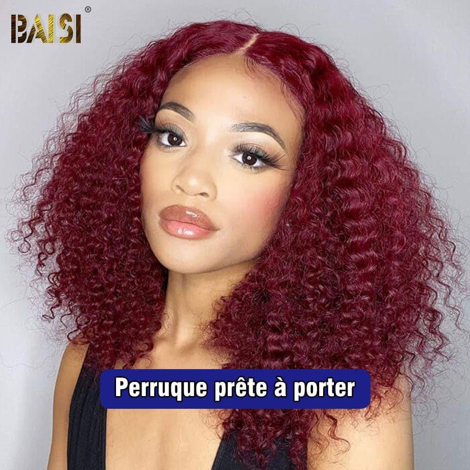 BAISI Lace Frontal BOB Body Wave Perücke Alle Burgunderrot 99J