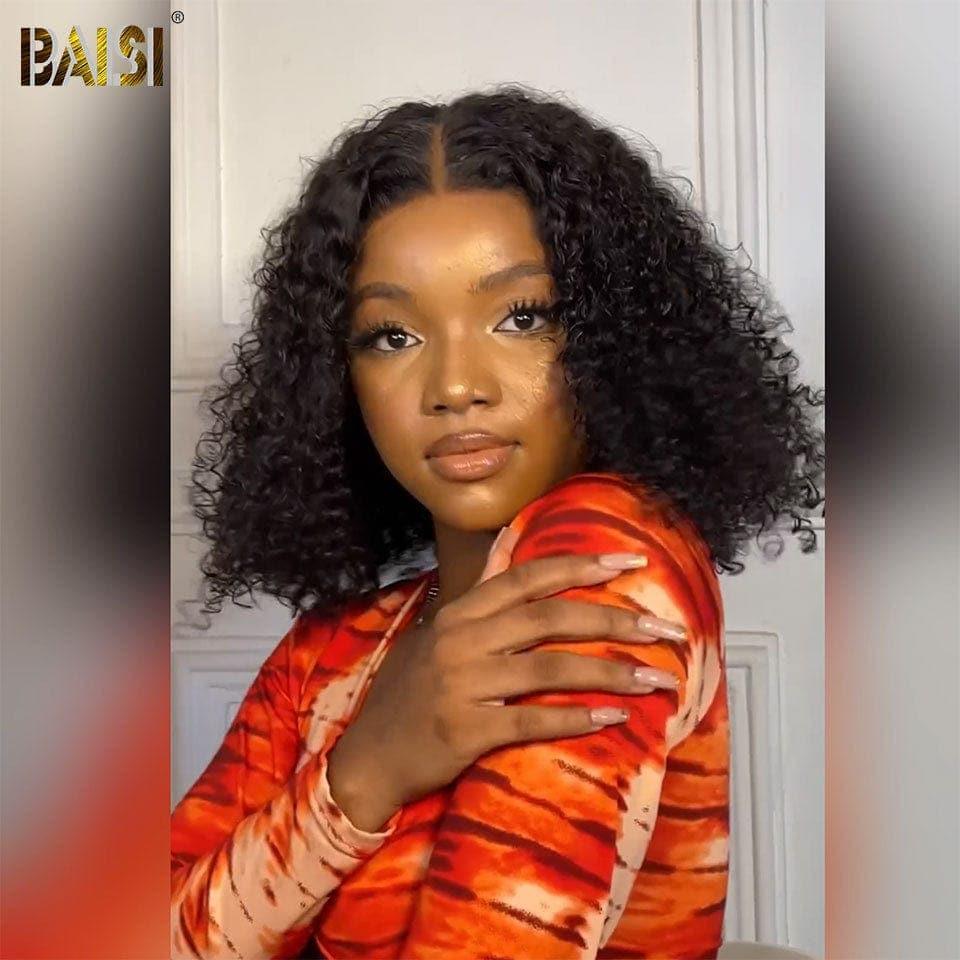 BAISI Achetez 2 perruques minimum au prix d'usine fournisseur en France TVA 0€ 48H arrivé 13x4 Lace Frontal Perruque BOB Deep Wave Bob Sans Colle Lace déjà couper Facile à Porter En 100% Cheveux Humains (Pas Besoin de Code)