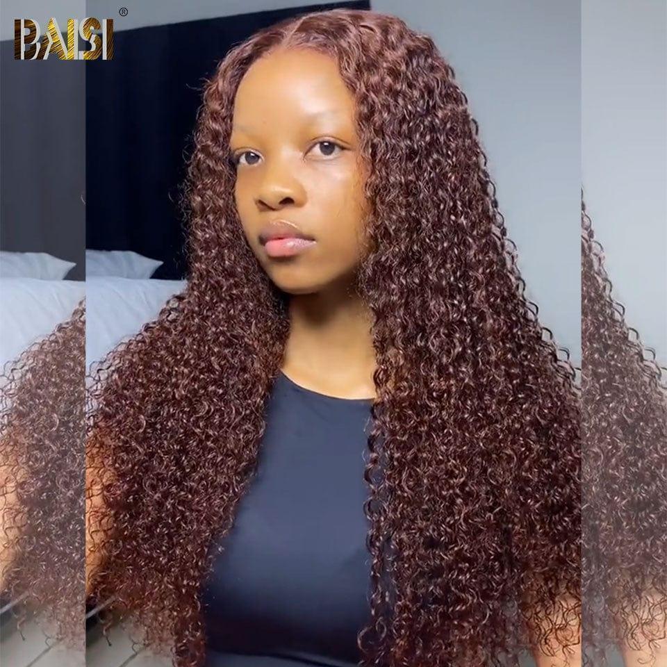 BAISI Perruque Curly Longue En Couleur Marron #4 En 100% Cheveux Humains