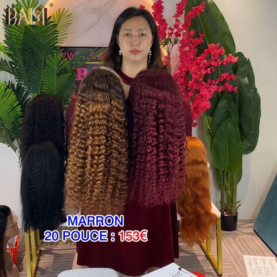 BAISI Achetez 2 perruques minimum au prix d'usine fournisseur 13x4 Lace Frontal Perruque Lisse 30 pouce 189€ ou Deep Wave en Marron plus Bordeaux en 100% Cheveux Humains