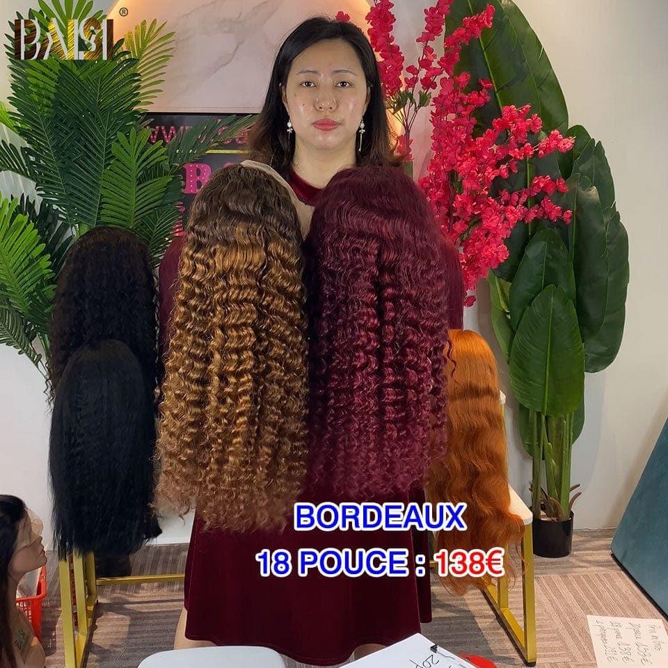 BAISI Achetez 2 perruques minimum au prix d'usine fournisseur 13x4 Lace Frontal Perruque Lisse 30 pouce 189€ ou Deep Wave en Marron plus Bordeaux en 100% Cheveux Humains