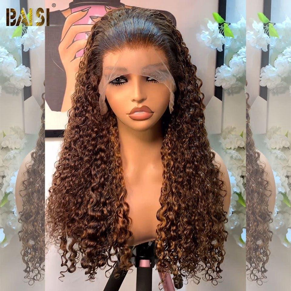 BAISI Achetez 2 perruques minimum au prix d'usine fournisseur en France TVA 0€ 48H arrivé 13x4 Lace Frontal Perruque Deep Wave En Couleur Mixte #4#27 Sans Colle Lace déjà couper Facile à Porter En 100% Cheveux Humains (Pas Besoins De Code)