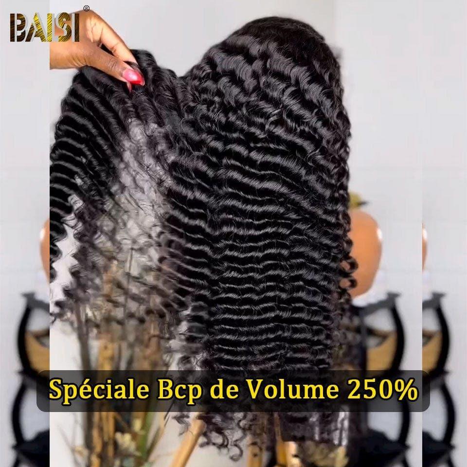 BAISI Rizado Onda Natural 13x4 Densidad 250% con frontal Peluca de lujo de alta gama más de 10 años de uso