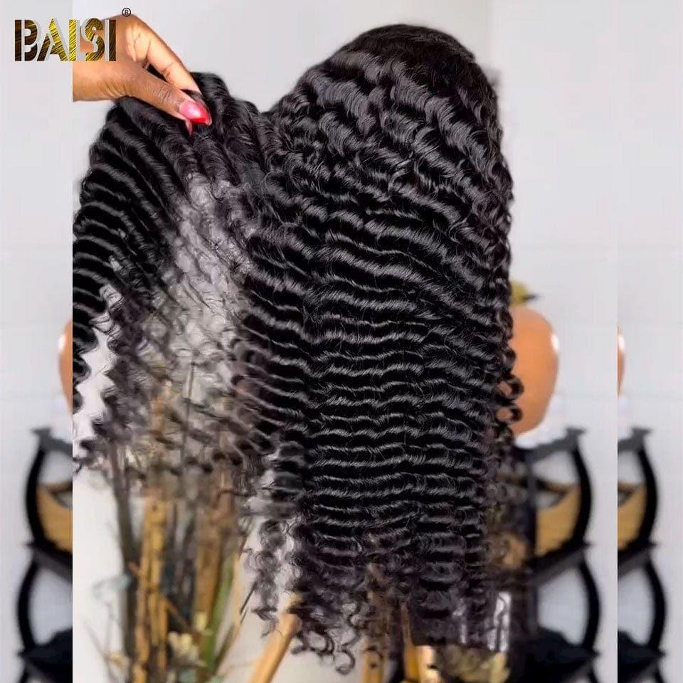 BAISI Rizado Onda Natural 13x4 Densidad 250% con frontal Peluca de lujo de alta gama más de 10 años de uso