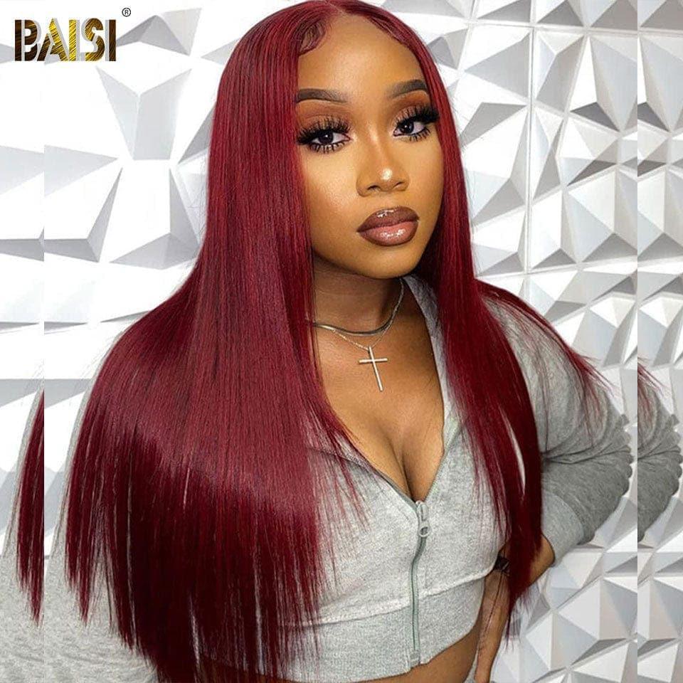 BAISI perruque Lisse en Couleur Bordeaux à  moitié prix en 24H 175€ en 100% cheveux humains