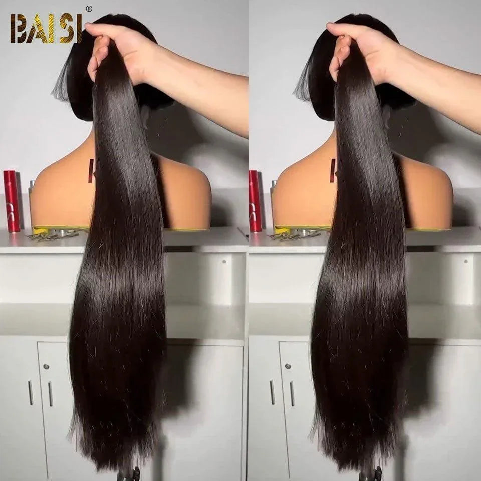 BAISI 13X4 frontal perruque trop longue lisse en 100% cheveux humains