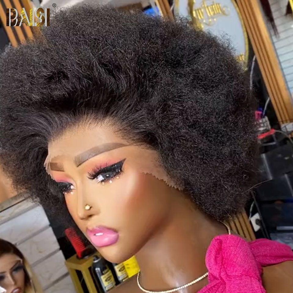 BAISI 13X4 perruque afro curl  en couleur noir en 100% vrais cheveux humains