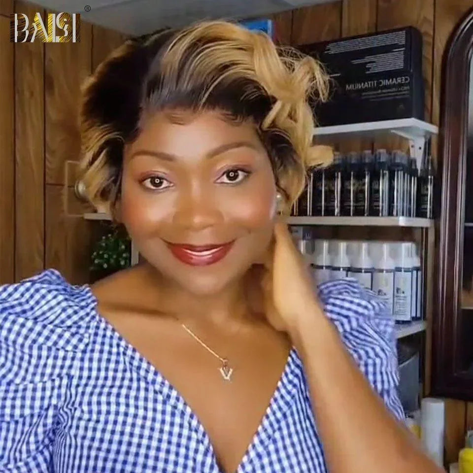 BAISI Perruque Pixie En Couleur 1B#27 Lace Frontale 76€ en 100% Cheveux Humains D