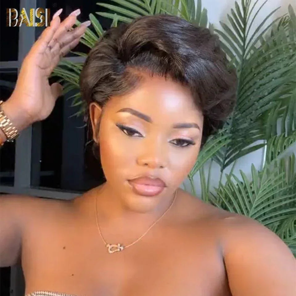 BAISI Perruque Pixie En Couleur noir 109€ en 100% Cheveux Humains B
