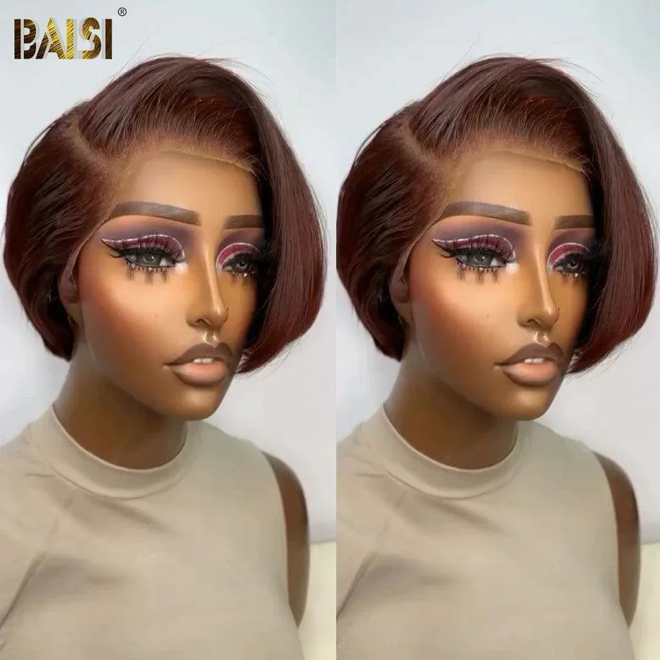 BAISI À partir de 66€ PIXIE Coupe 13X4 Lace Frontal Perruque Bouclée Avec La Raie De Côté