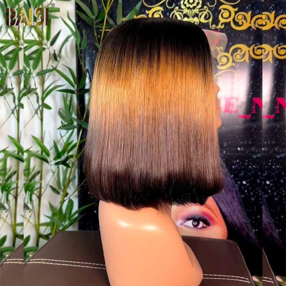 BAISI Achetez 2 perruques minimum au prix d'usine fournisseur 13X4 frontal perruque bob lisse en couleur #4#27#4 en 100% vrais cheveux humains(Pas Besoin De Code)