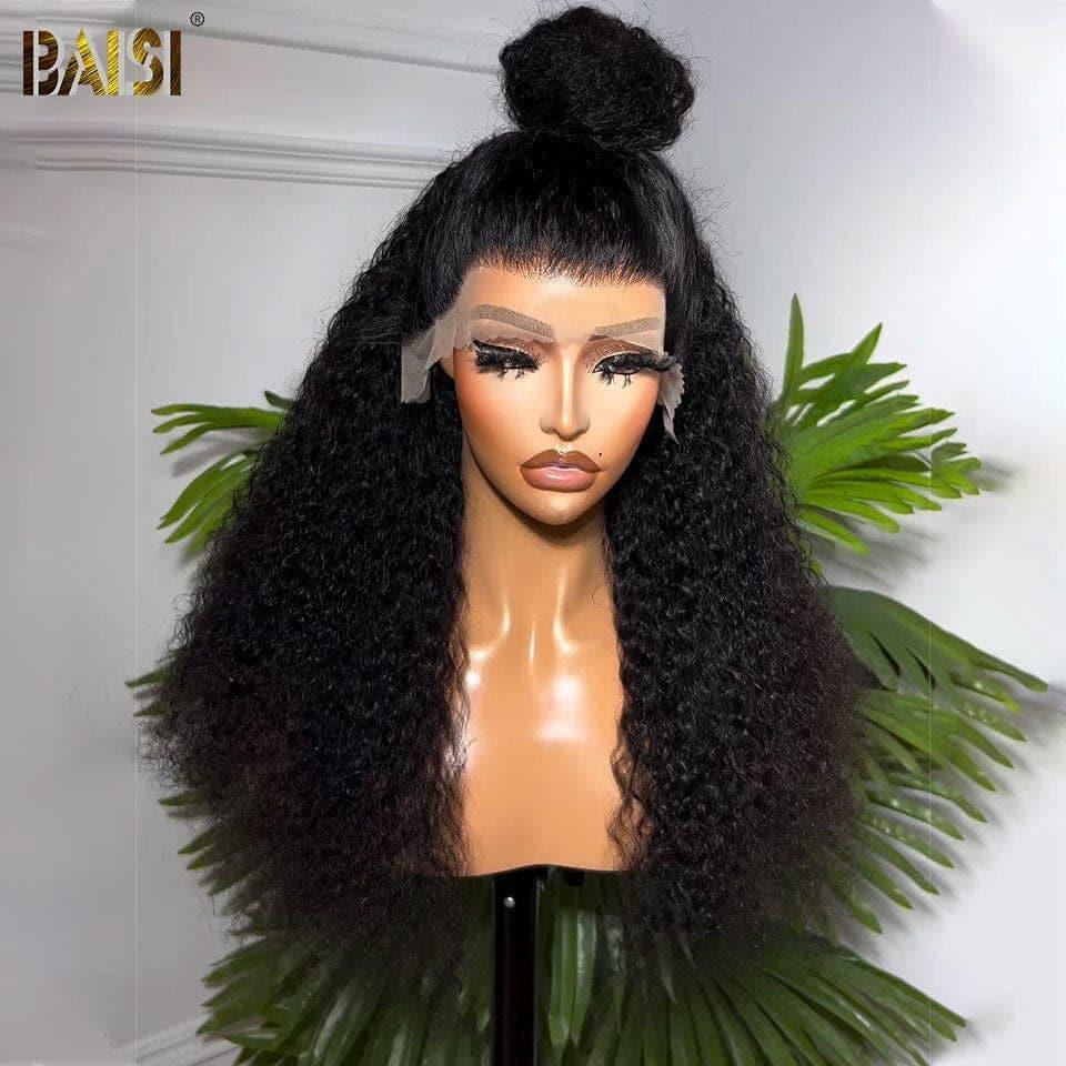 BAISI peluca 13x4 pelucas delanteras de encaje 100% cabello humano recto rizado 250% densidad