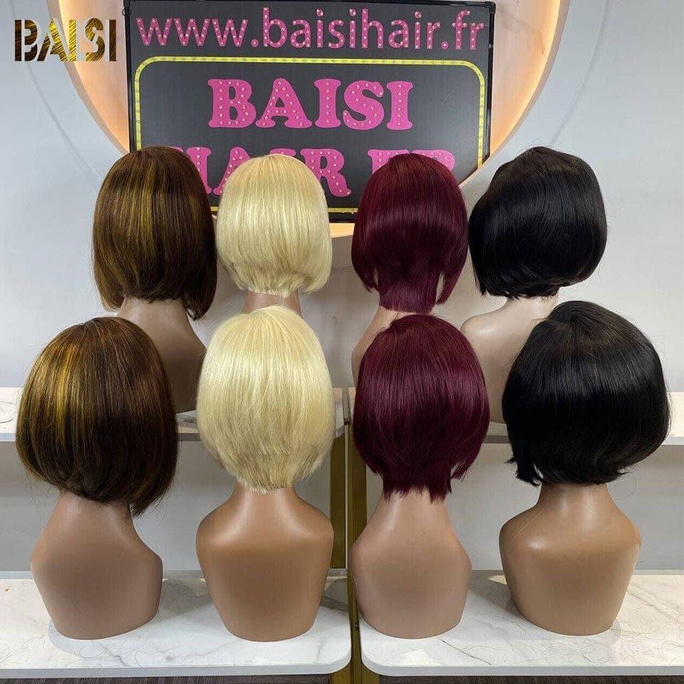 BAISI 1 perruque pixie noir  69€ ou 4 Perruques Frontal Pixie 199.99€ PRIX en promo en 100% vrais cheveux humains, Code: VIP100