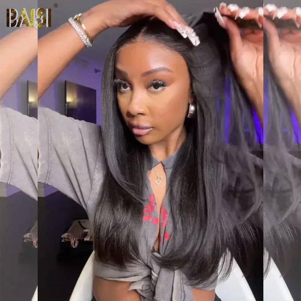 BAISI Peruca frontal reta 13x6 20 polegadas € 175 Pré-arrancada Sem necessidade de cola em cabelo 100% cru Renda já cortada CÓDIGO B: FR20