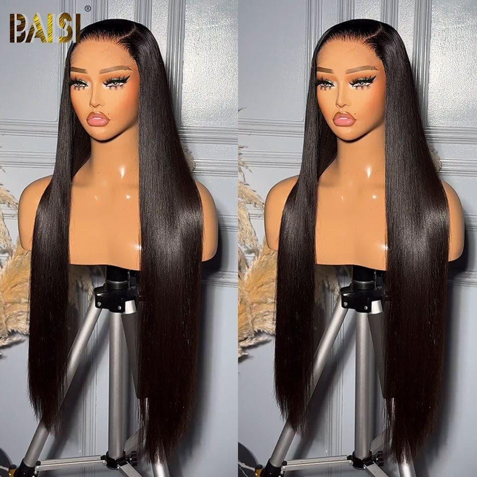 BAISI 4x4 closure Perruque Lisse 18 Pouce 89€ Pré-plucked Pas Besoin de Colle en 100% Raw Hair Lace déjà couper B CODE: FR20