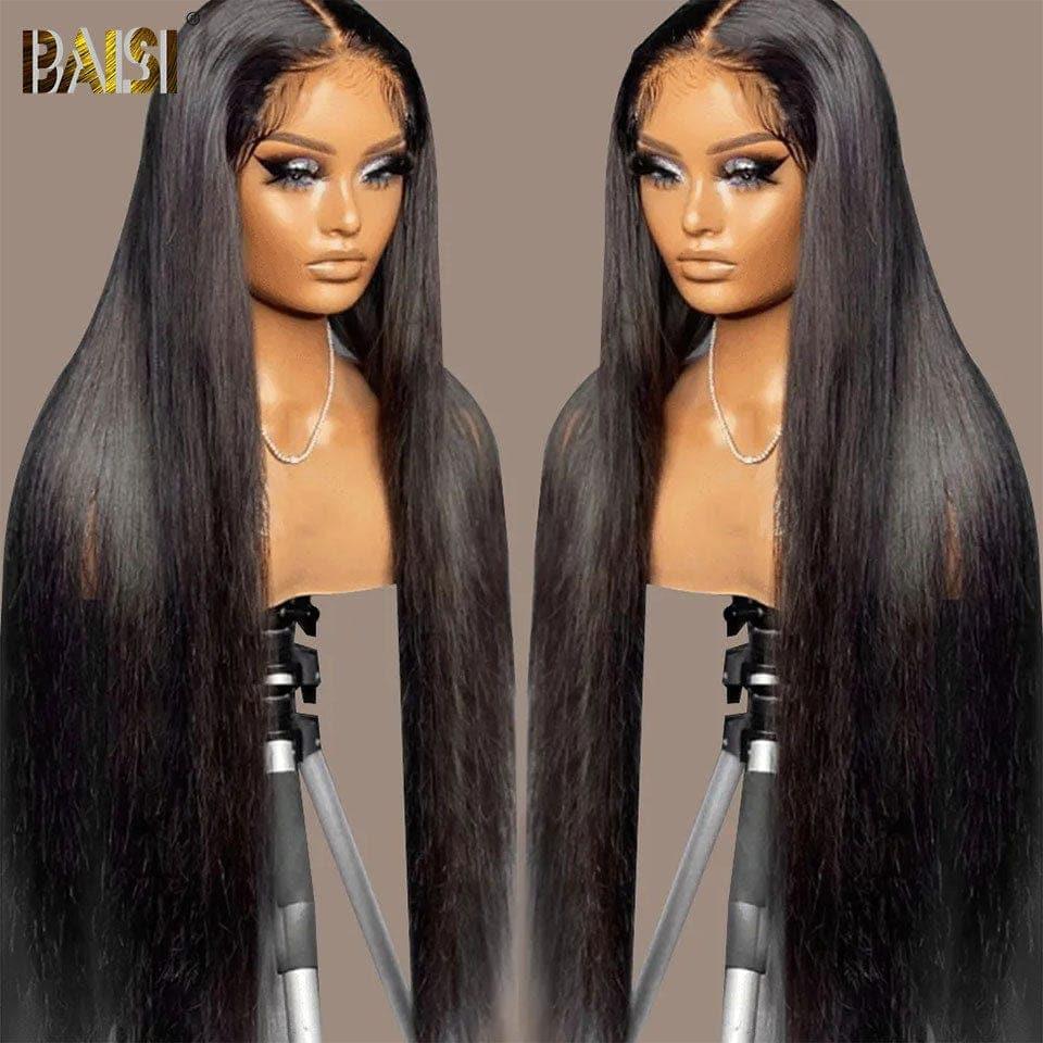 BAISI 13x6 Frontal Perruque Lisse 8-30 Pouce Pré-plucked Pas Besoin de Colle en 100% Raw Hair Lace déjà couper B