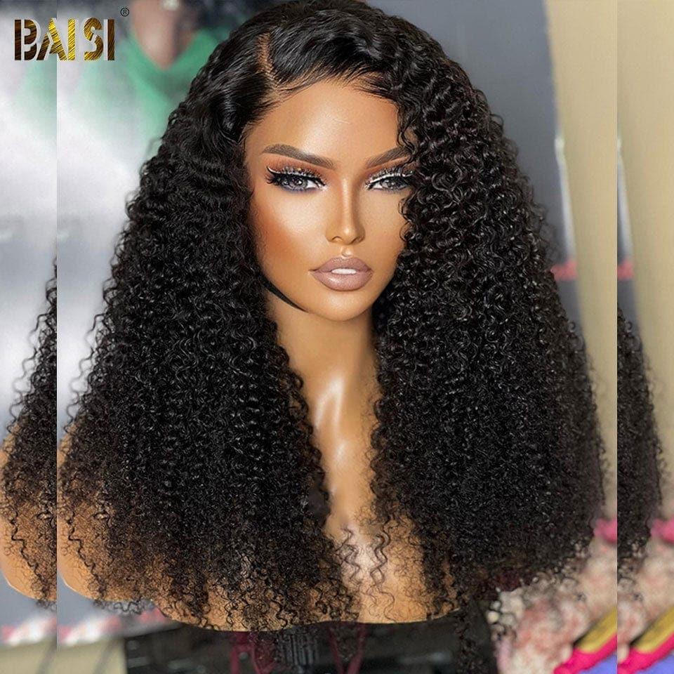 BAISI 13x6 Frontal Perruque Curly 18 Pouce 179€ Pré-plucked Pas Besoin de Colle en 100% Raw Hair Lace déjà couper B CODE: FR20