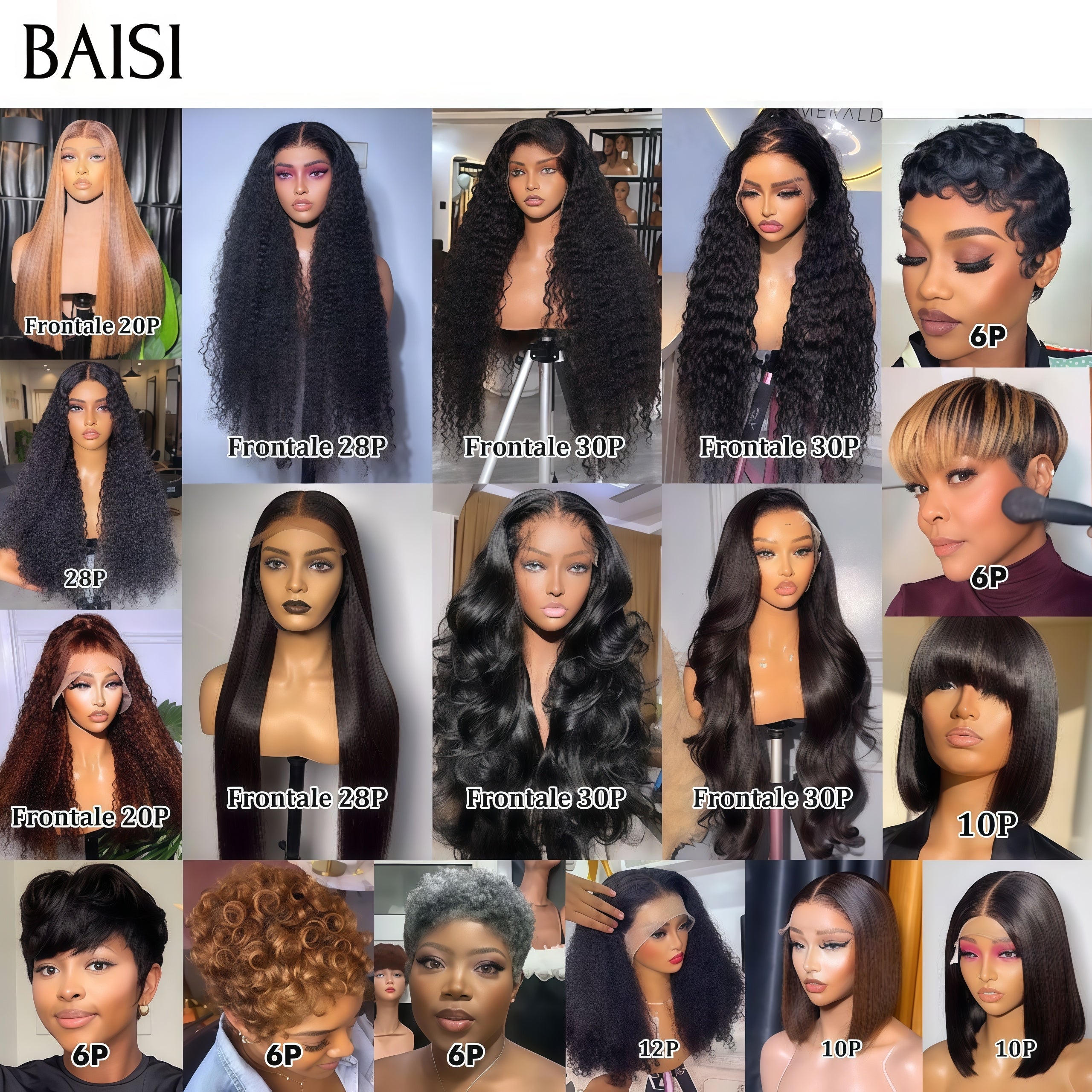 BAISI Perruques 18 Perruques pour revendre 1599€ en 100% vrais cheveux humains Code:VIP400