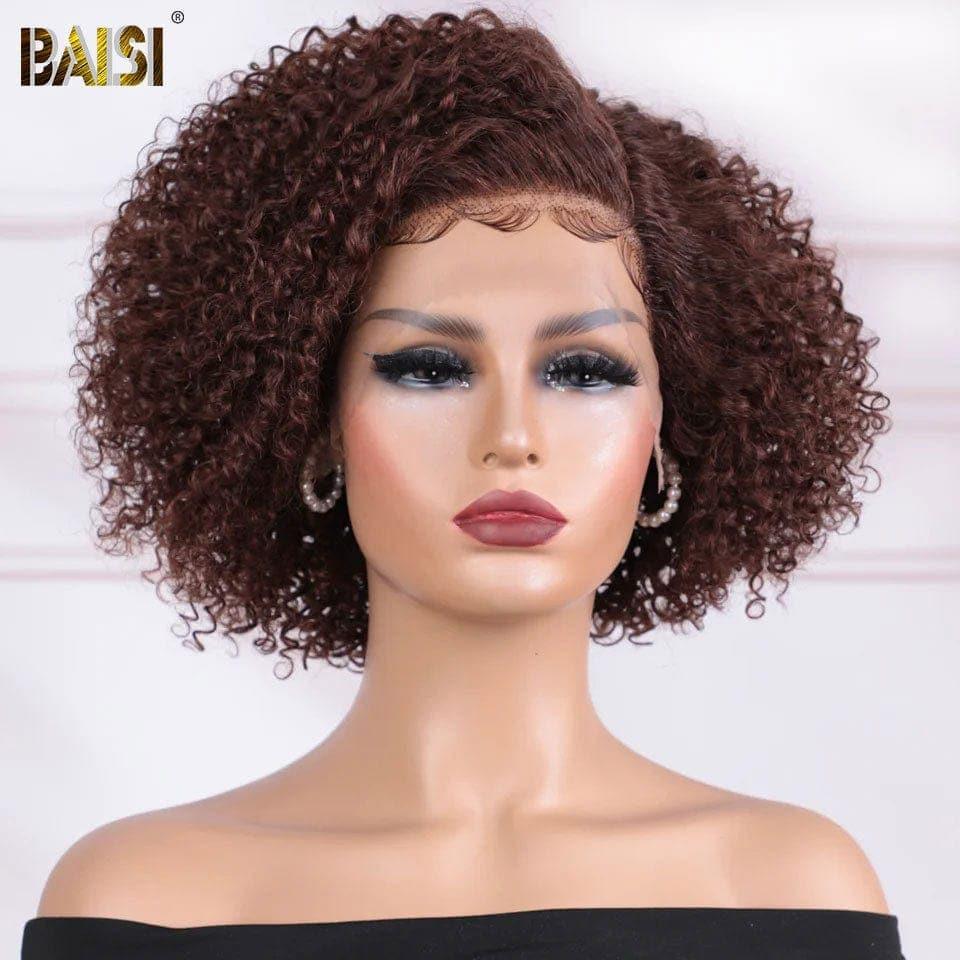 BAISI 13X4 Perruque frontal pixie curly wave 6 pouce 49€ ou Bob Kinky Curly 8 Pouce en couleurs  en 100% cheveux humains