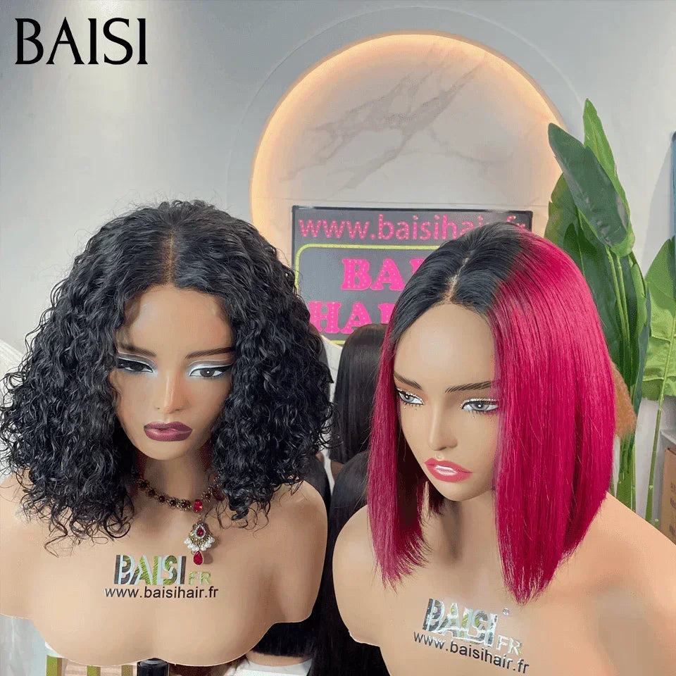 BAISI HAIR FR 2 Perruques Pixie 98€ ou 2 Bob 2x6 lace 150€ Lisse 1BT99J# et 4X4 lace water wave En 100% Cheveux Humains