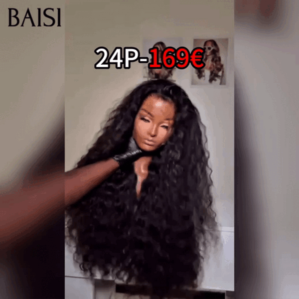 BAISI BLACK FRIDAY Offre limitée lace frontal 13x4 Perruque 24 Pouces Kinky Straight ou curly wave NOIR en 100% Cheveux Humains