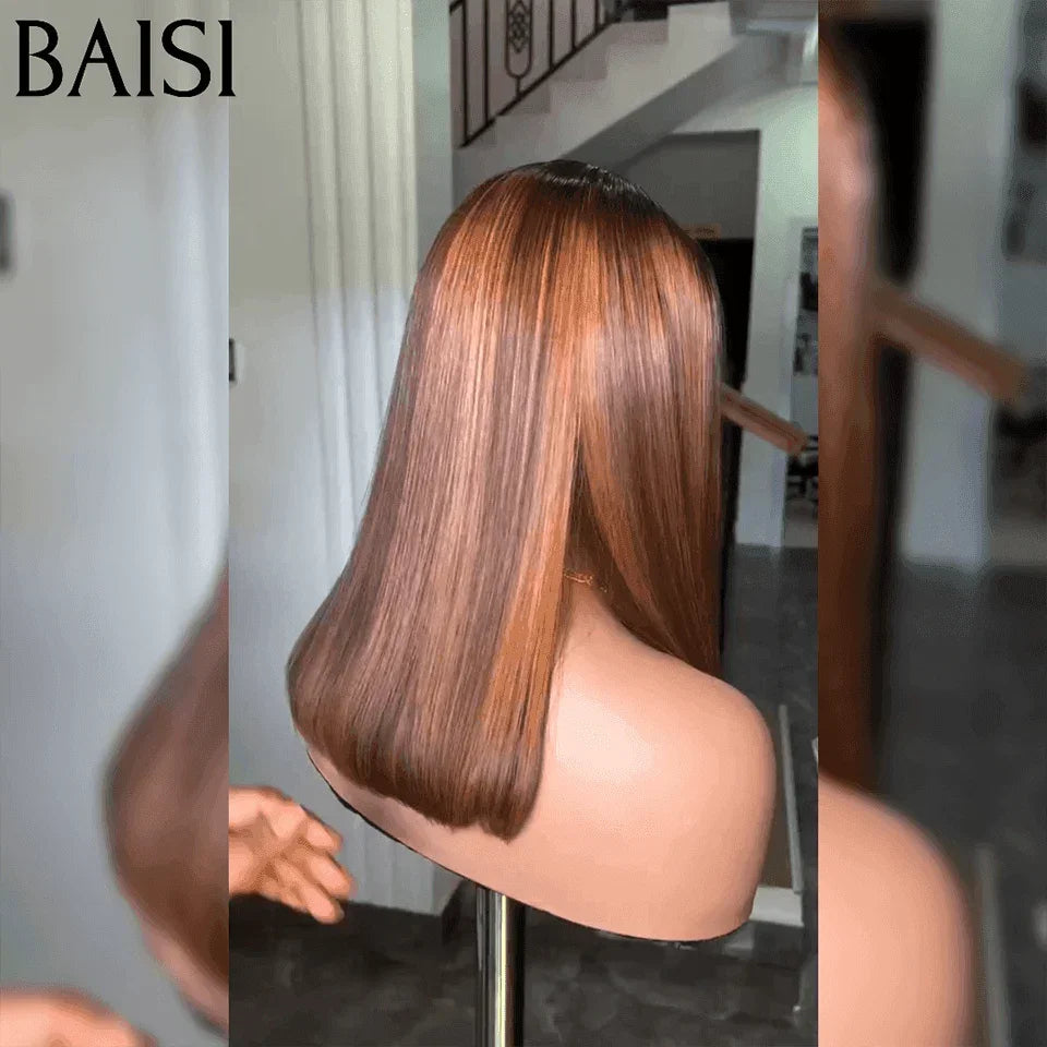 BAISI 2X6 Perruque de Luxe LISSE 1B4/30# 100% VIETNAM HAIR 250% haute densité  en 100% Cheveux Humains