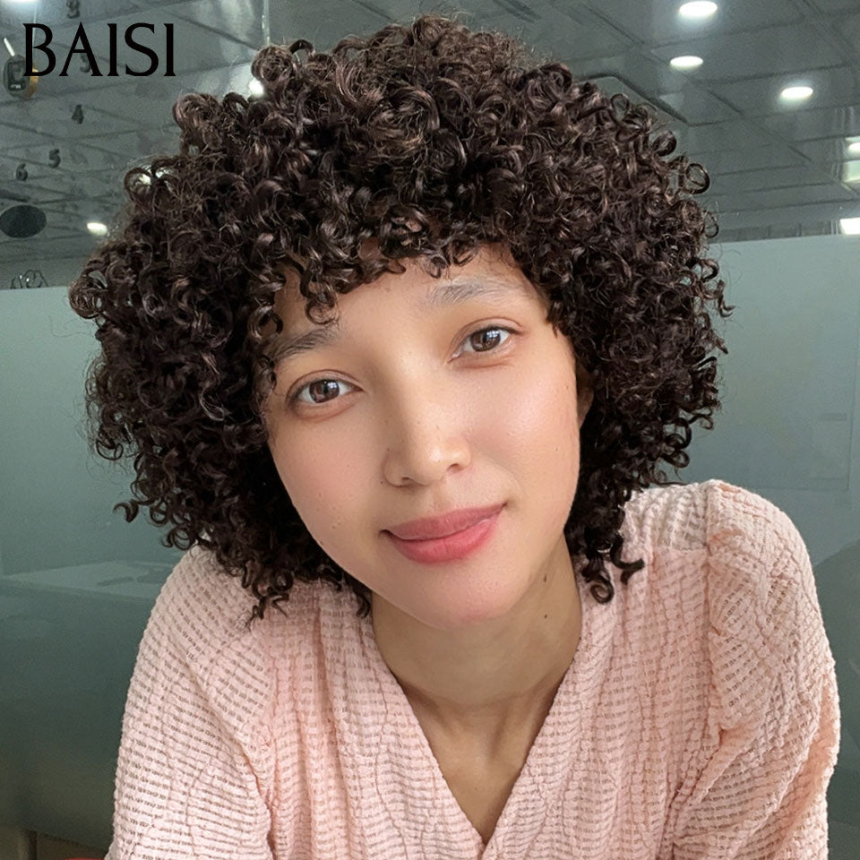 BAISI 2 Perruques au Choix Pixie Curly 10Pouces Raw Hair Sans Lace 79€ Ou Perruque Longue  40 pouces en Lace Frontal 13x4 En Blended Hair 99€ Promotion Moitié Prix Code MP50