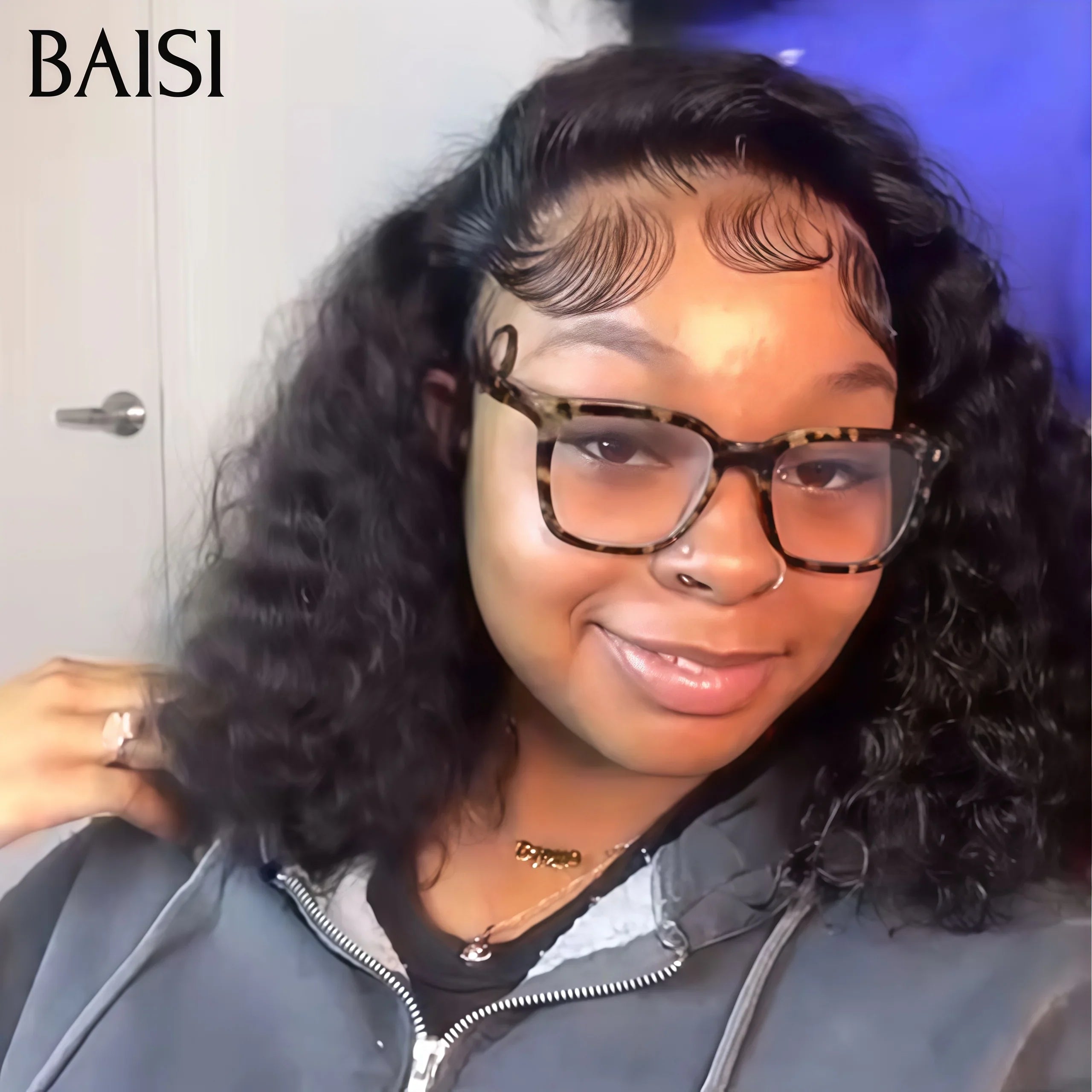 Peluca Frontal de encaje BAISI 13x4 onda profunda marrón claro en cabello humano 100% Real