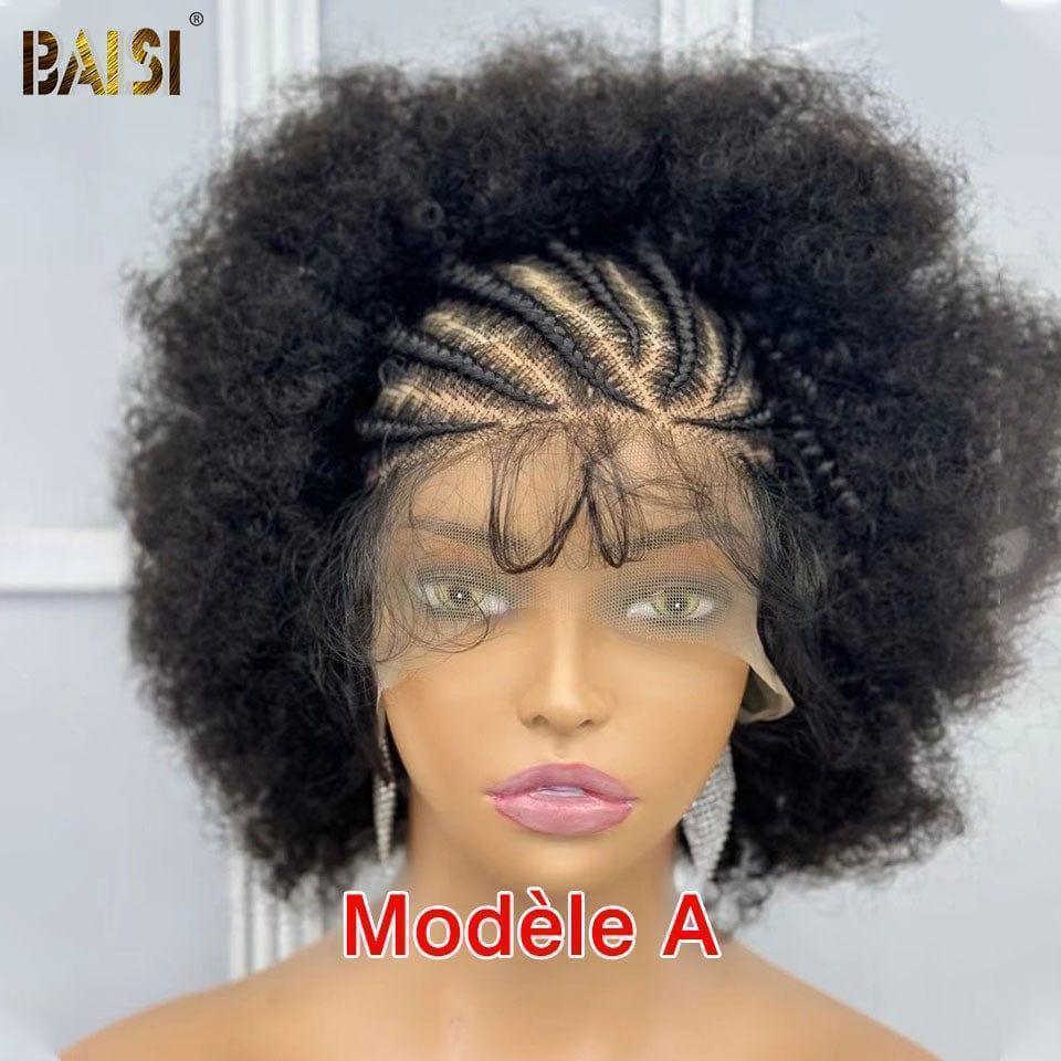BAISI wig Bob Afro curly Small curly braid full lace with baby hair synthetic hair FR38