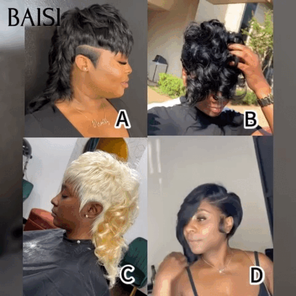 BAISI Perruque personnalisée coiffure ABDC et coupe et couleurs comme sur la photo 100% cheveux humains BS65