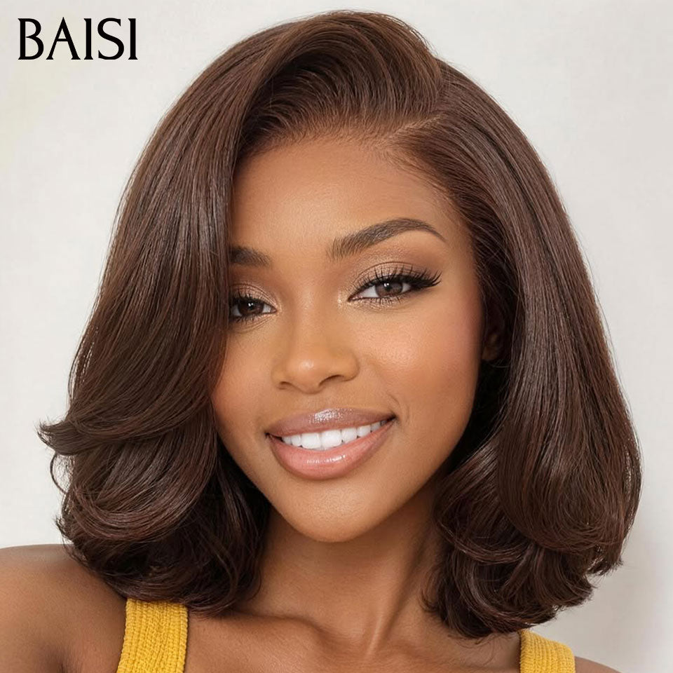 BAISI HAIR FR  2 Bonne Qualité 239€ perruques top recommandées ou 2 Perruques 109€ moitié prix 2x4 lace Lisse avec Frange 8 Pouces et 4x4 Lisse 10 Pouces en 100% Cheveux Humains mp50