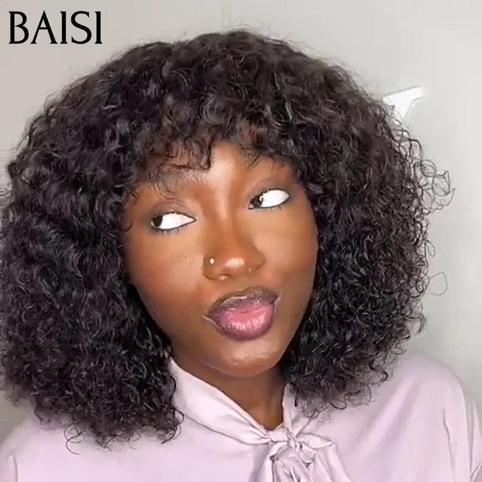 BAISI Achetez 2 perruques minimum au prix d'usine fournisseur en France TVA 0€ 48H arrivé Perruque Bob Water Wave Avec Frange petite pixie ou lisse orange en 100% vrais cheveux humains