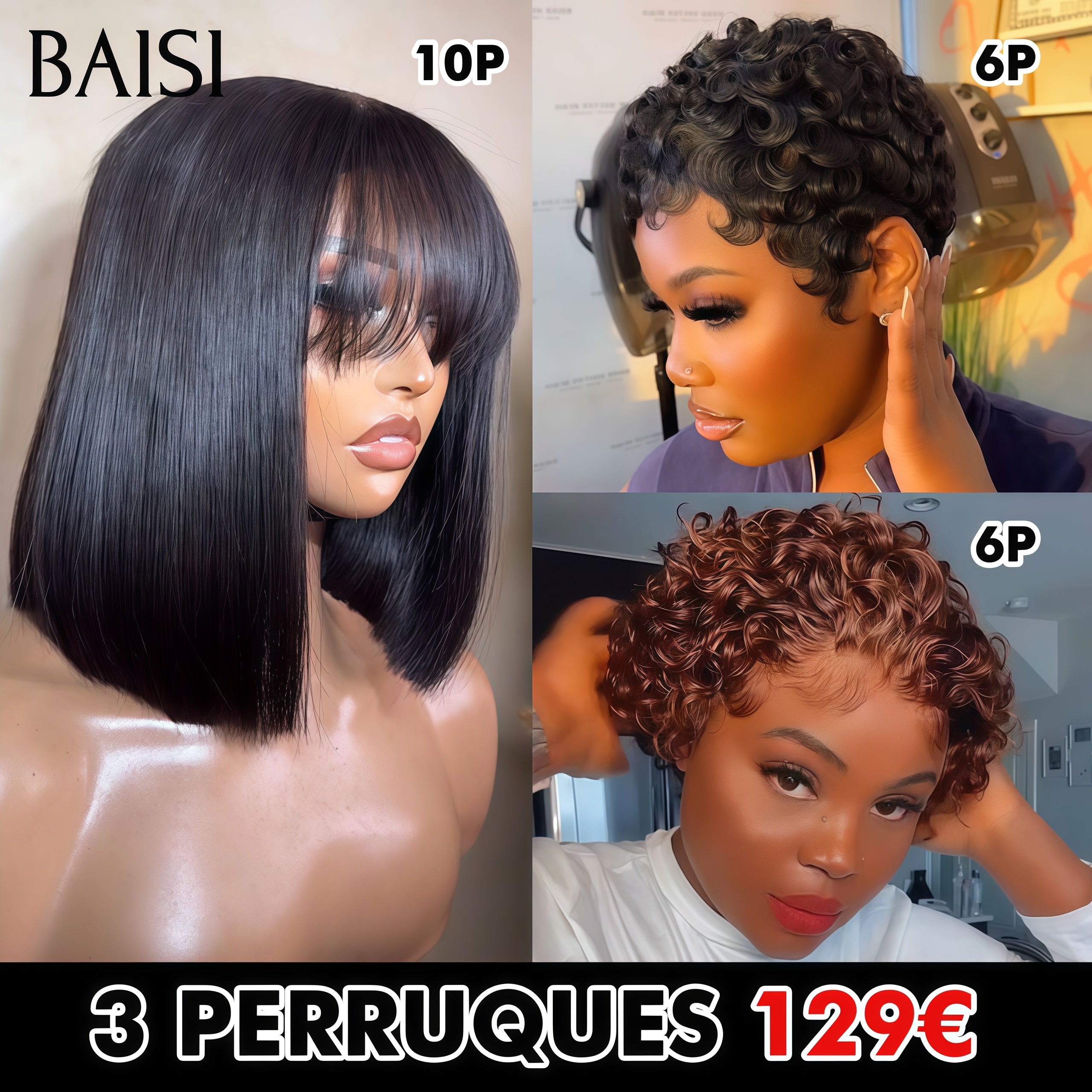 BASI Günstige Kombinationsperücke 100% Echthaar Gute Qualität Perücke Schnelle Lieferung B