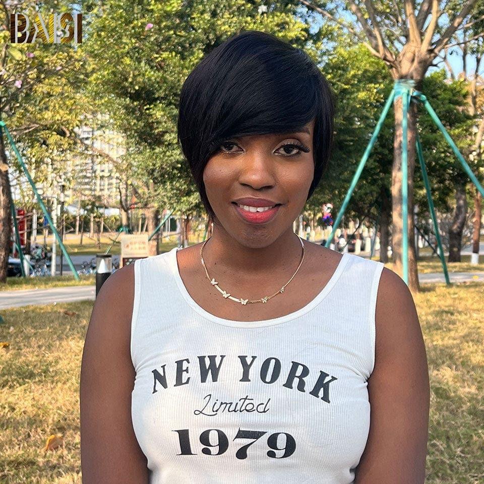 BAISI perruque pixie Louise oui avec lace 13X4 lace Body wave NOIR Mixte miel 22 pouce 268€ ou pixie sans colle F-9188 100% cheveux humains