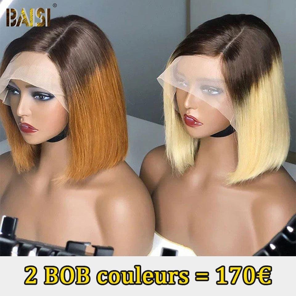 Peruca bob BAISI HAIR FR na cor marrom e loira à venda em cabelo 100% humano real