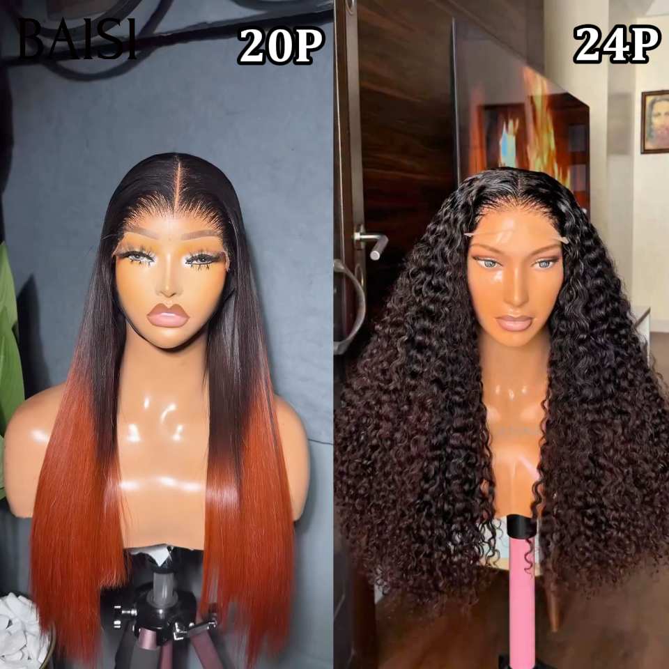 BAISI 2x6 Lace ou 13x4 Lace Lot 2 Perruques 20Pouces Lisse Couleur 1BT/Orange + Curly Noir Qualité Trop Luxe  en 100% Vietnam hair Ou en 100% Raw Hair Prix Abordable 100% Cheveux Humains