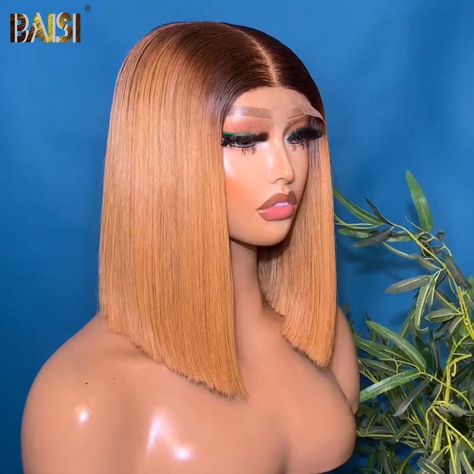BAISI Acquista almeno 2 parrucche al prezzo di fabbrica fornitore Parrucca Quadrata 2X6 Liscia Colore Castano 1B#27 in 100% Capelli Grezzi (Nessun Codice Necessario)
