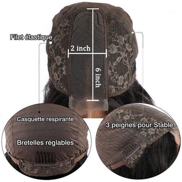 BAISI Perruques de Luxe SDD BONE Straight 100% Viêtnam Hair 300% densité 2X6 Lace Perruque 16 Pouce Noir Lisse plus de 20 ans d' utilisations